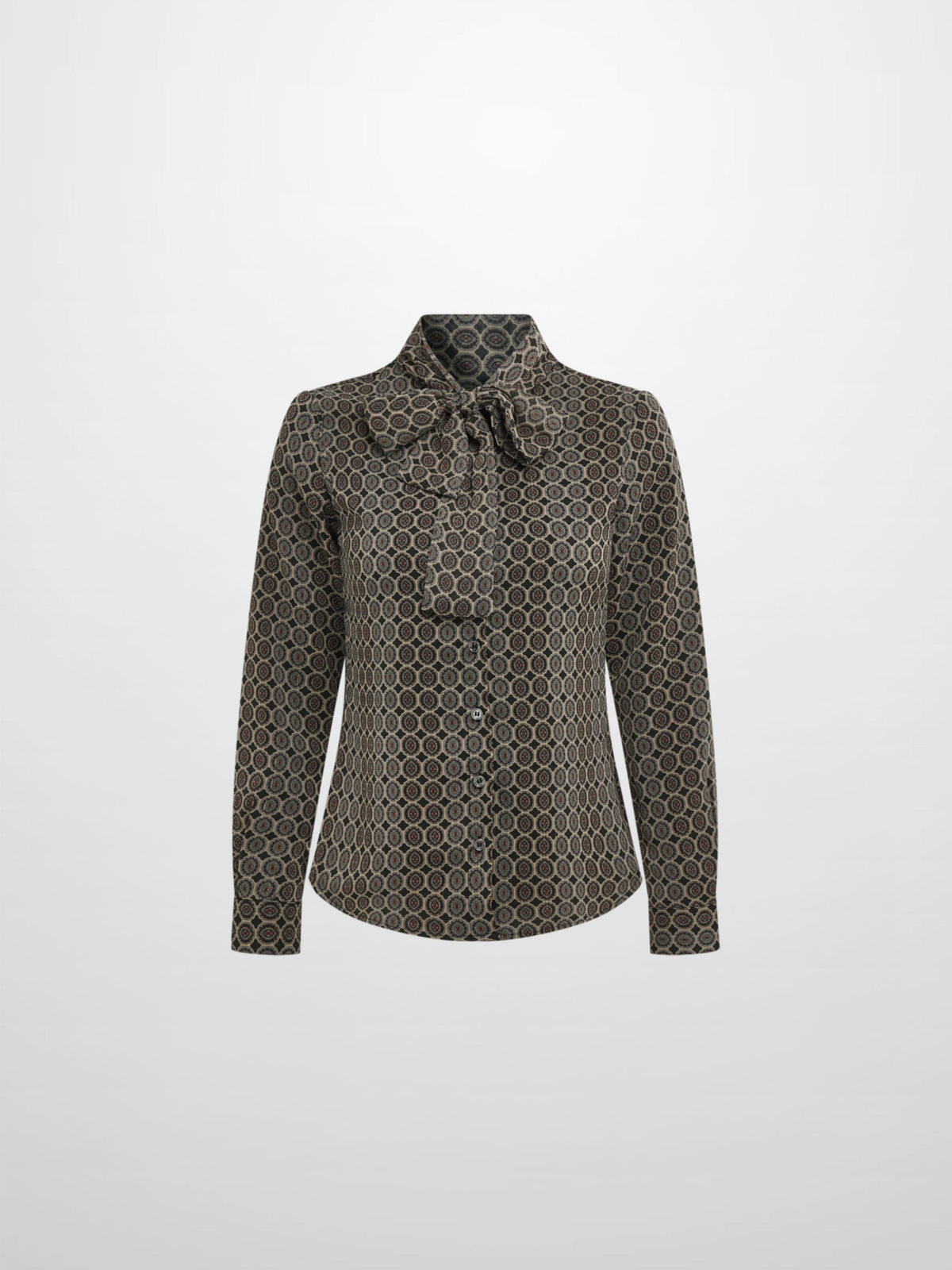 Button Down Bow Blouse - Geo Sparkle