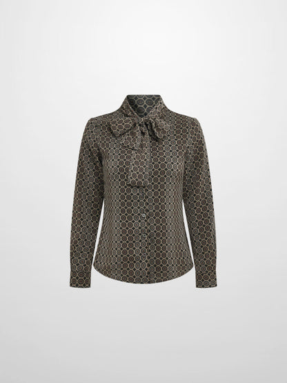 Button Down Bow Blouse - Geo Sparkle