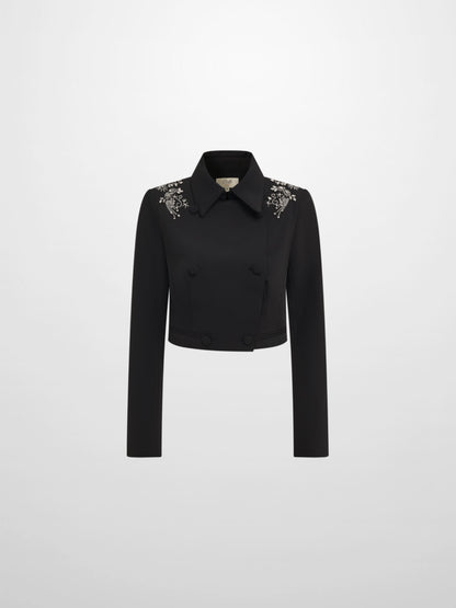 Crop Embelished Jacket - Black