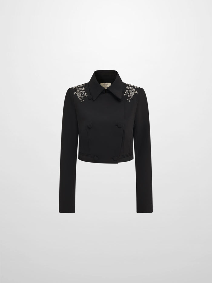 Crop Embelished Jacket - Black