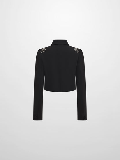 Crop Embelished Jacket - Black