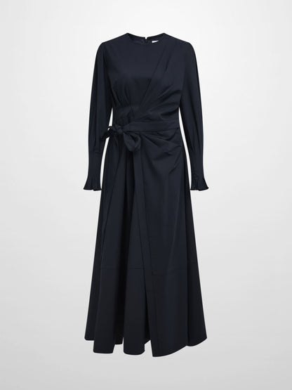 Side Tie Shirtdress - Navy