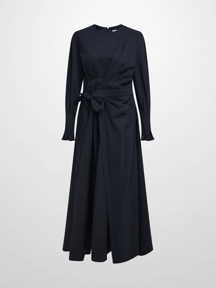 Side Tie Shirtdress - Navy