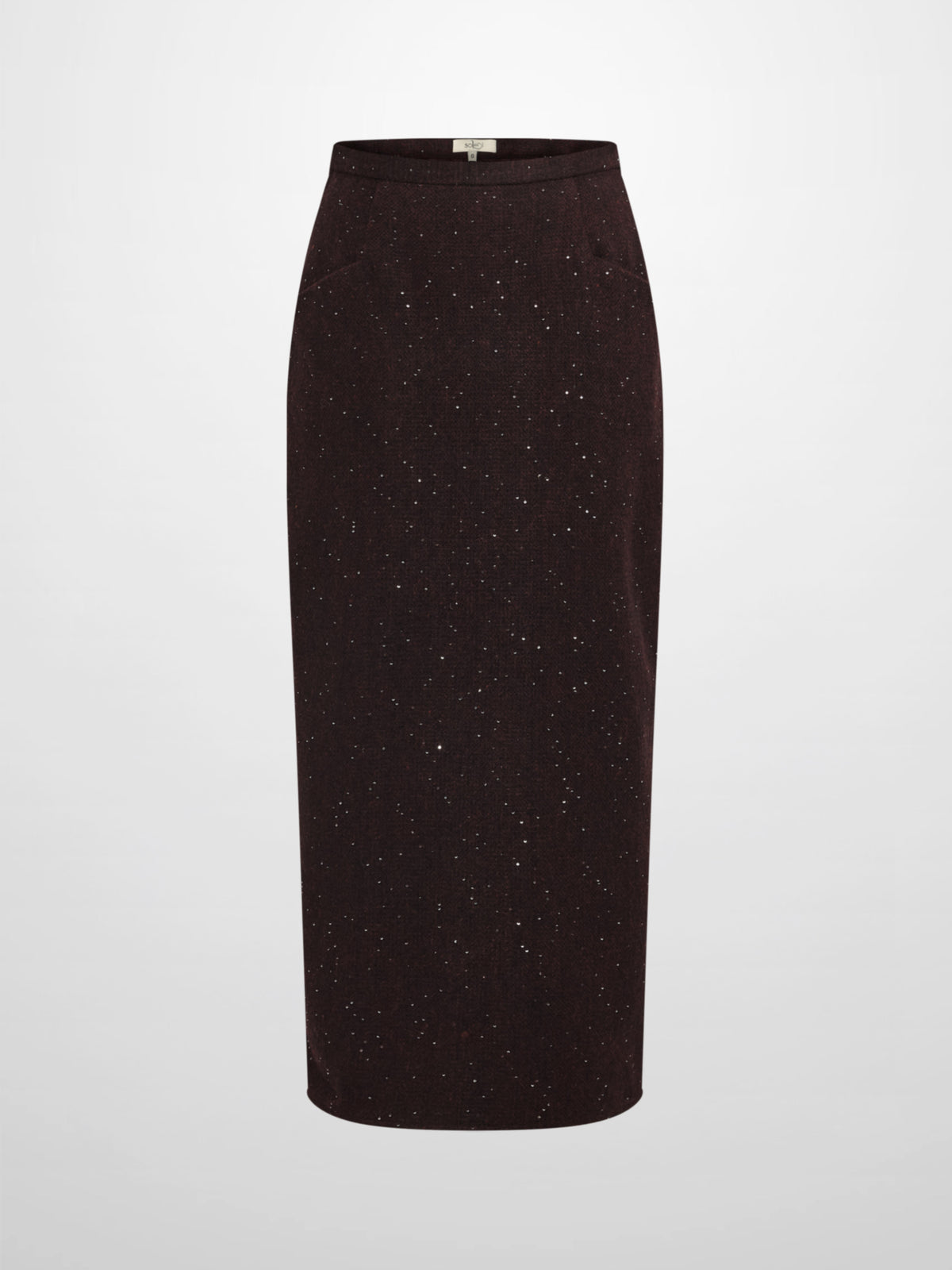 Tweed Sparkle Maxi Skirt - Burgundy/Black