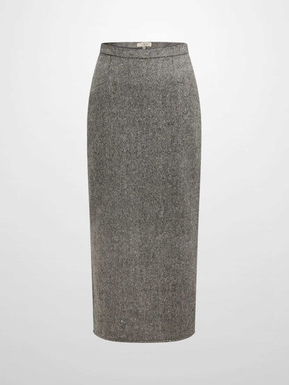 Tweed Sparkle Maxi Skirt - Black/White