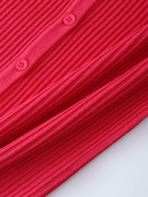 Ribbed Knit Cardigan-Hot Pink