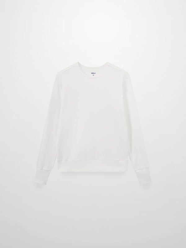 Ribbed Crew Bomber-White