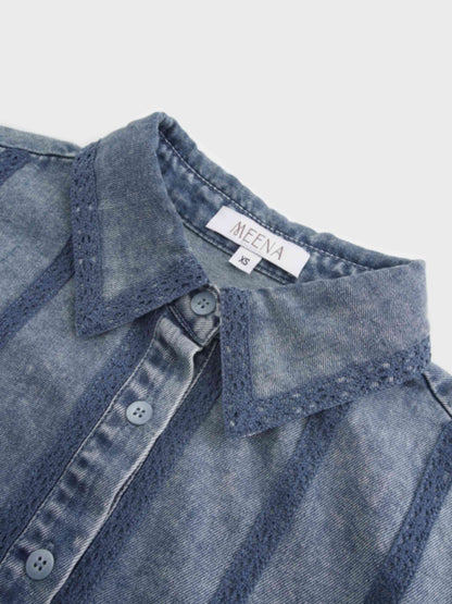 Ruffle Layer Jacket-Washed Denim
