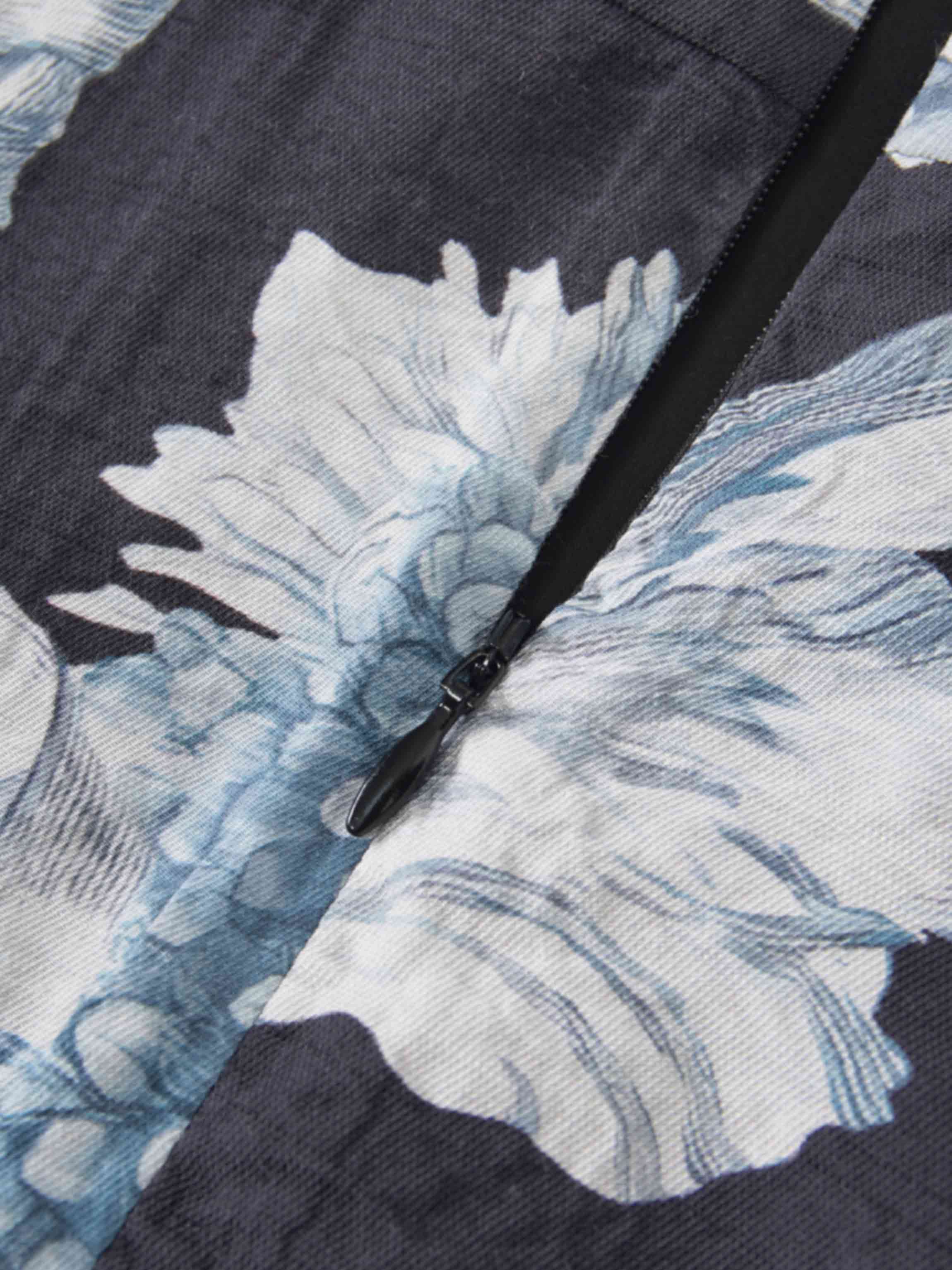 Lace Collar Princess A-Line Dress-Blue Floral