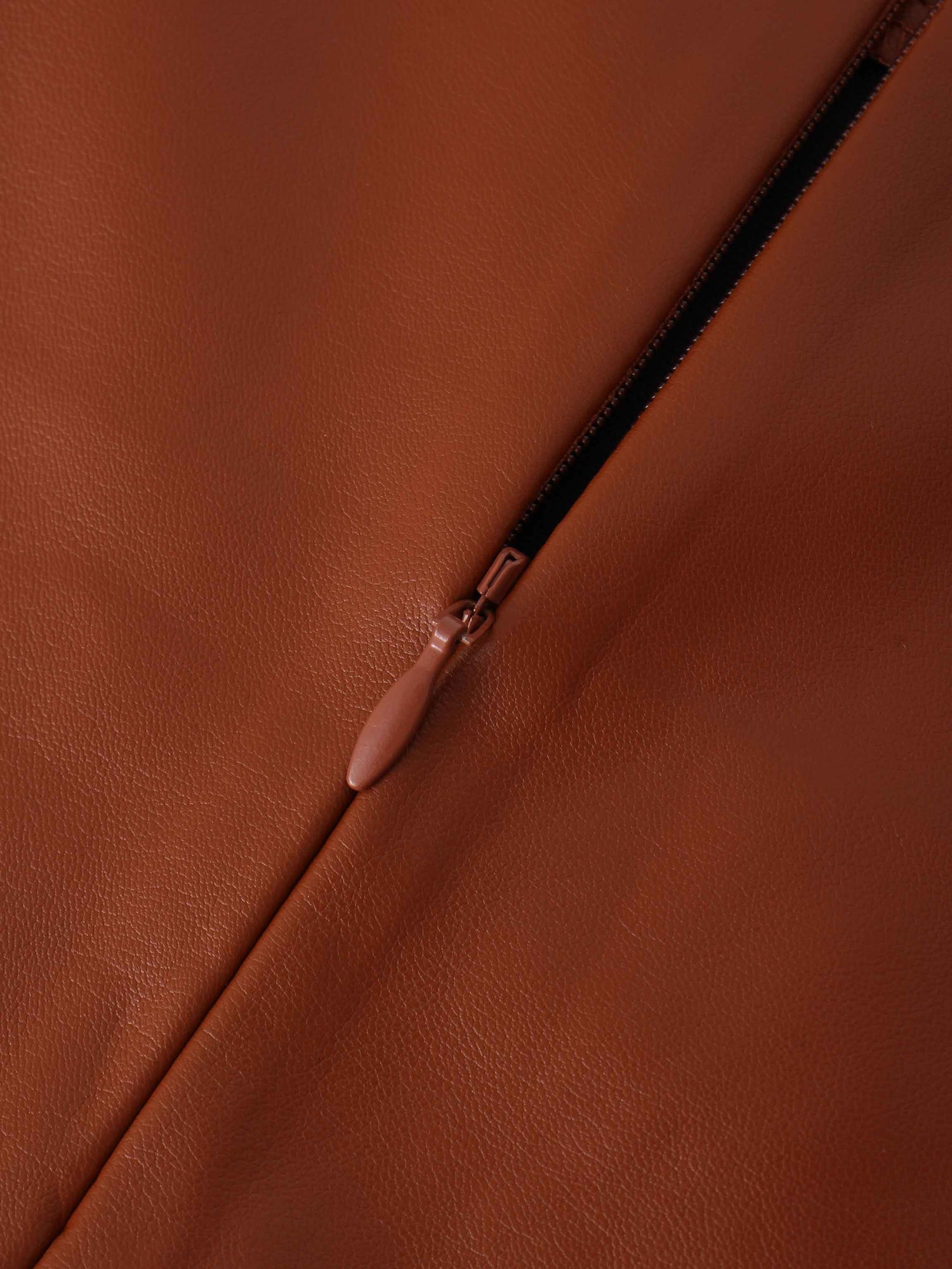 Leather A-Line Skirt-Cognac