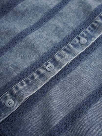 Ruffle Layer Jacket-Washed Denim