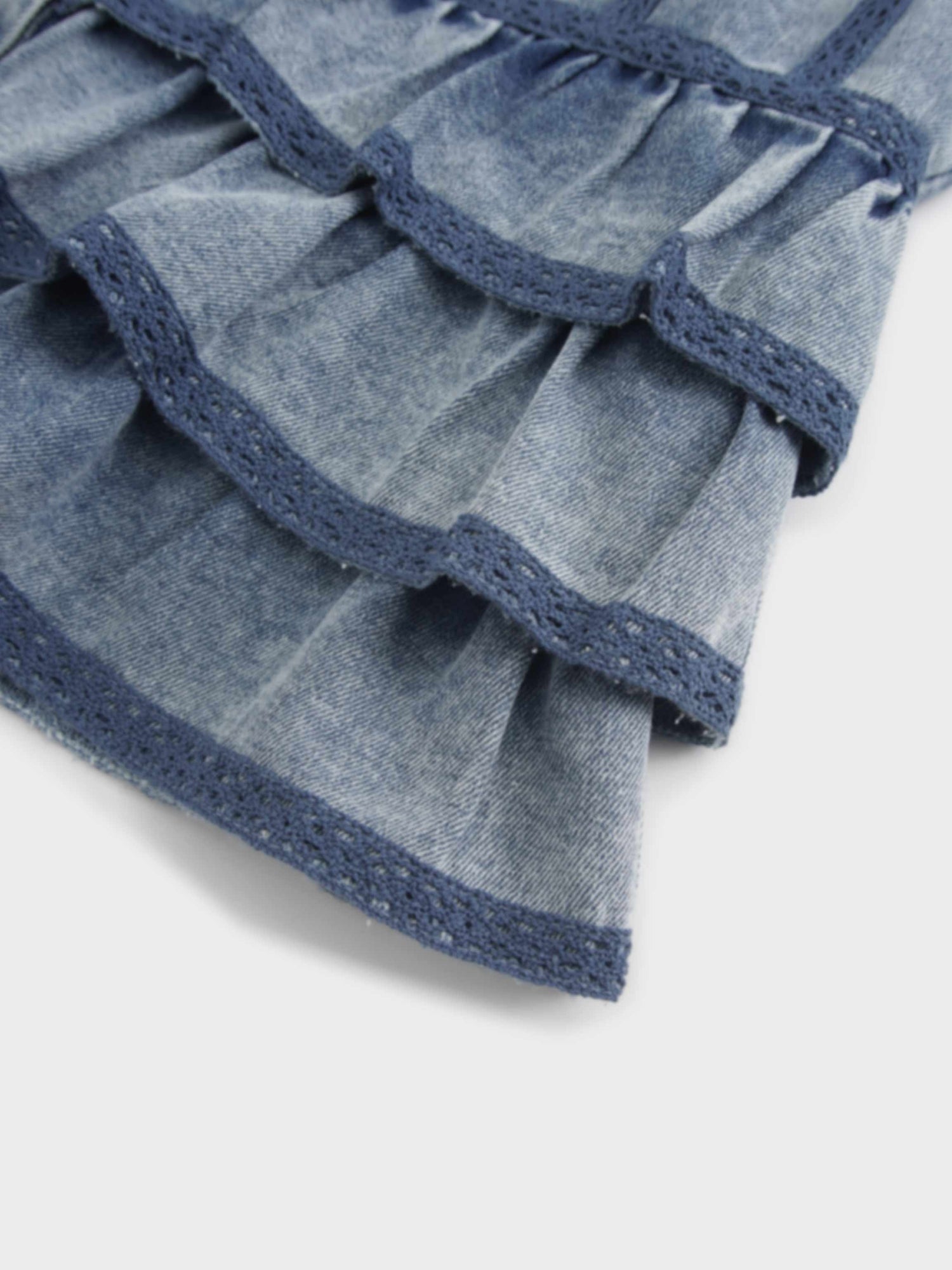 Ruffle Layer Jacket-Washed Denim