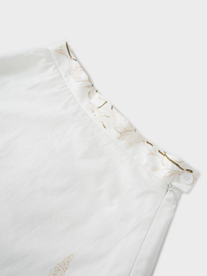 Floral Design Skirt-White