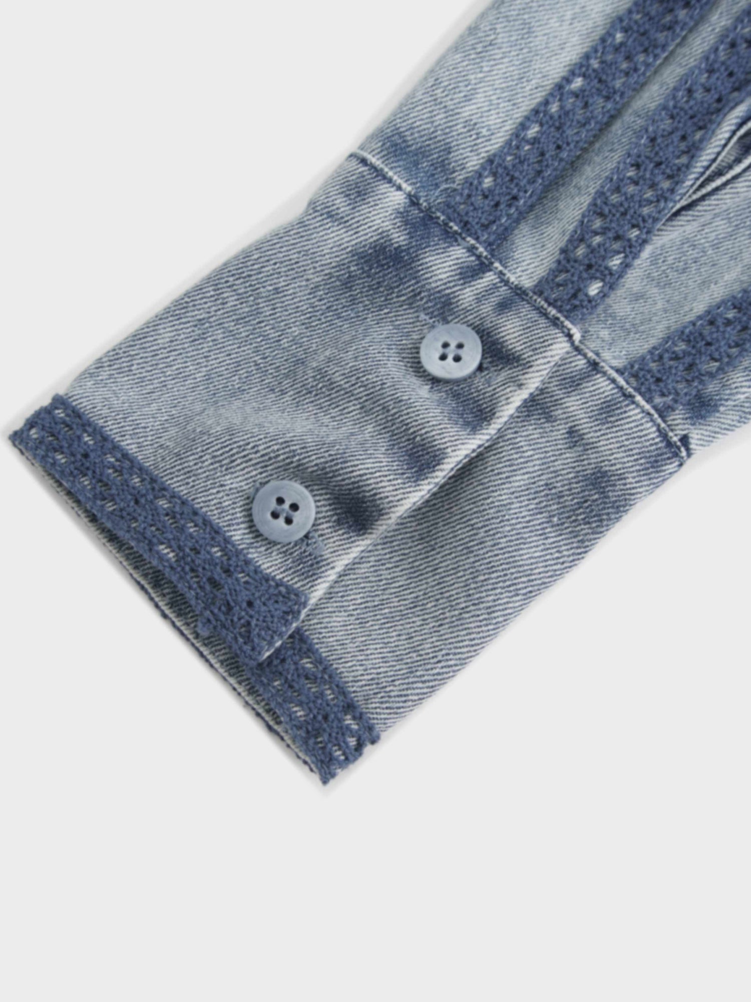 Ruffle Layer Jacket-Washed Denim