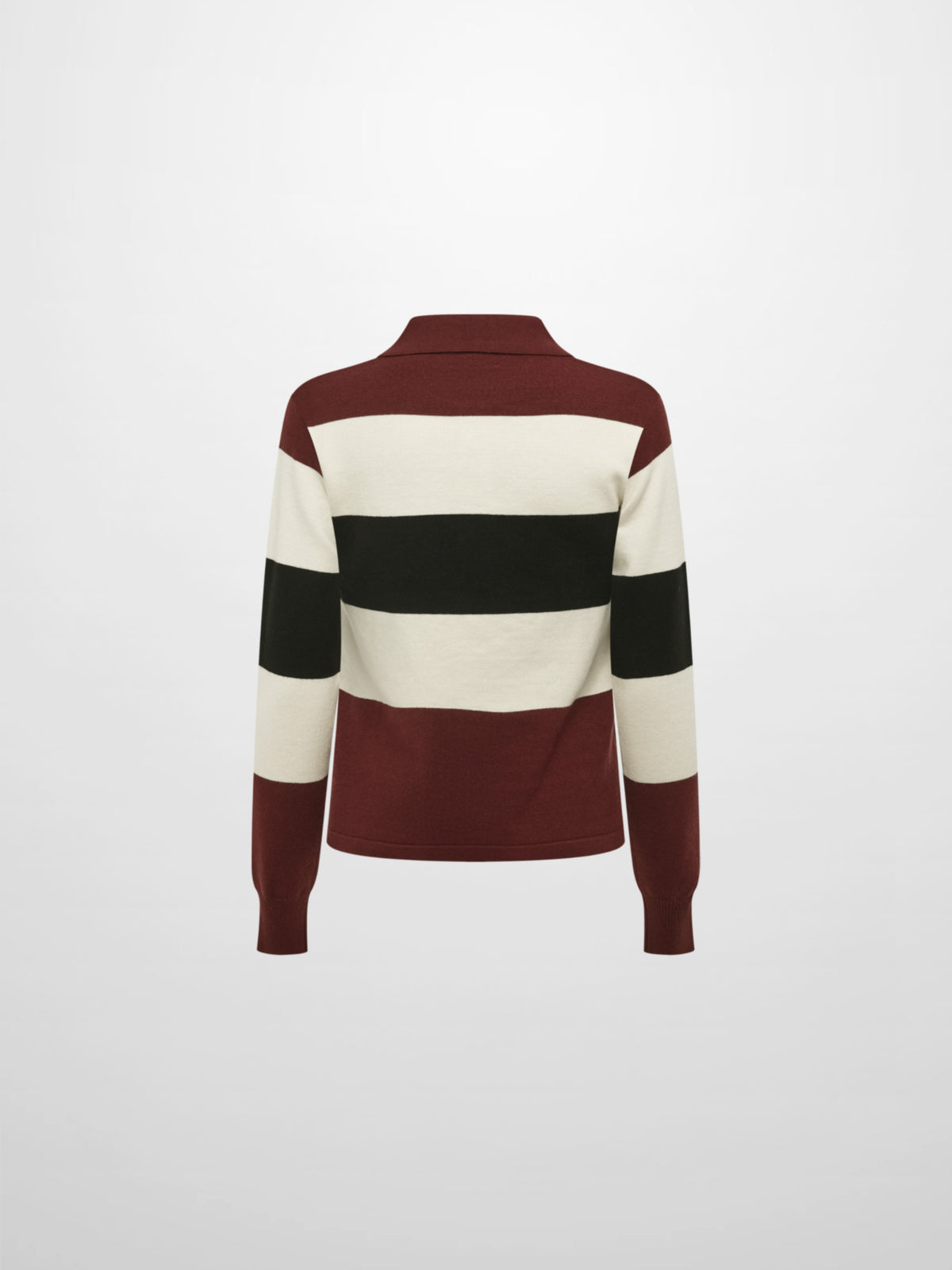 Knit Polo Top - Burgundy/Cream/Black