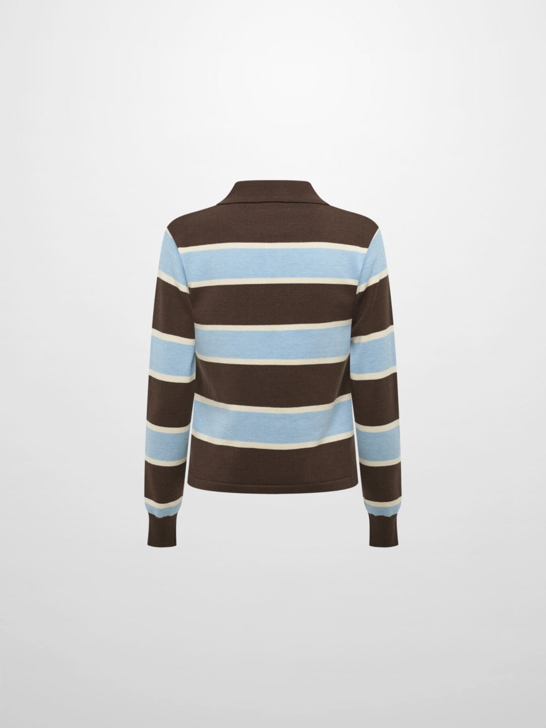 Knit Polo Top - Brown/Light Blue