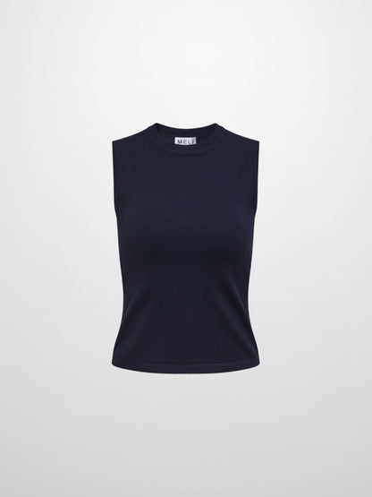 Sleeveless Basic Sweater - Navy