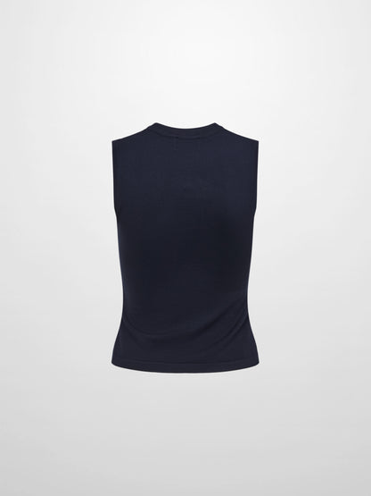 Sleeveless Basic Sweater - Navy