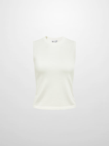 Sleeveless Basic Sweater - Cream