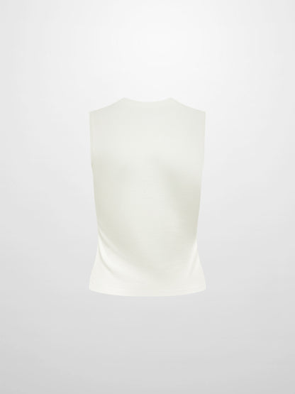 Sleeveless Basic Sweater - Cream