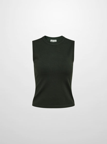 Sleeveless Basic Sweater - Green
