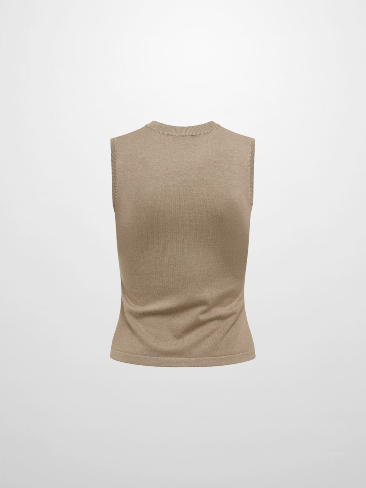 Sleeveless Basic Sweater - Warm Taupe