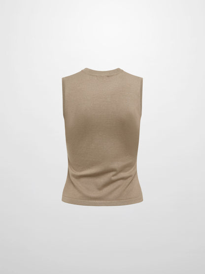 Sleeveless Basic Sweater - Warm Taupe
