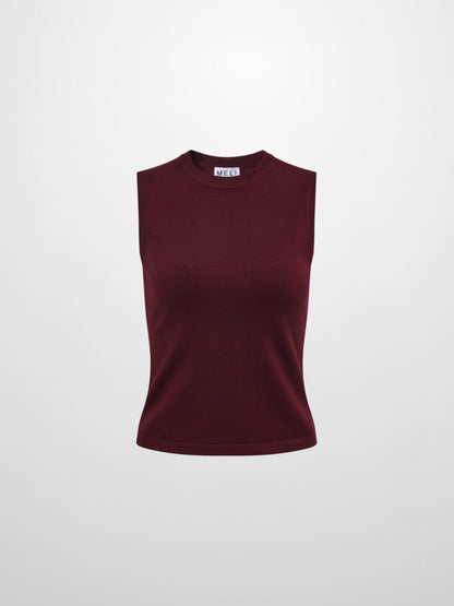 Sleeveless Basic Sweater - Burgundy