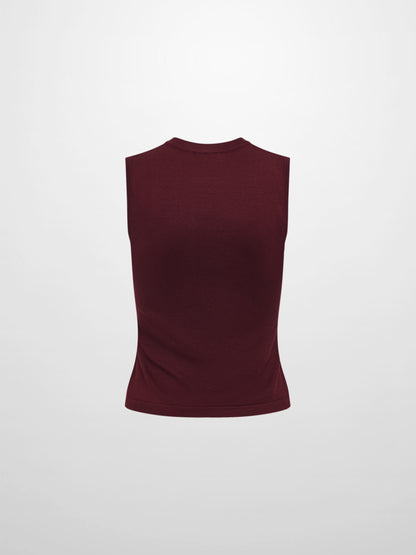 Sleeveless Basic Sweater - Burgundy