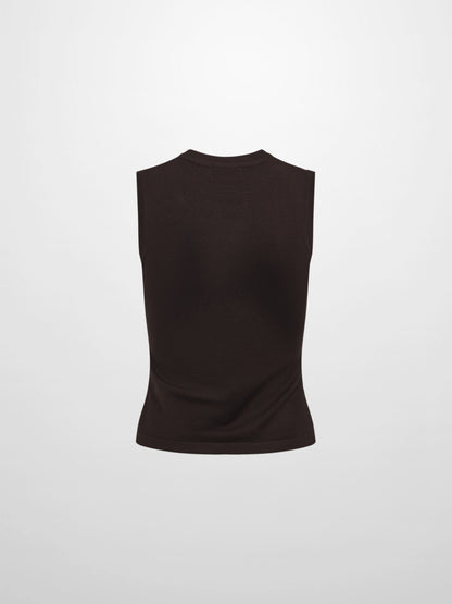 Sleeveless Basic Sweater - Brown