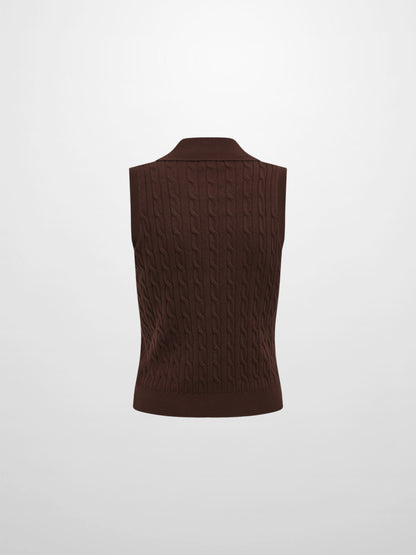 Cable Knit Vest - Brown
