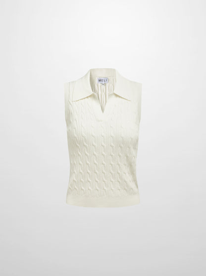 Cable Knit Vest - Cream