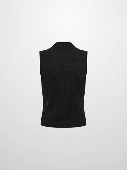Cable Knit Vest - Black