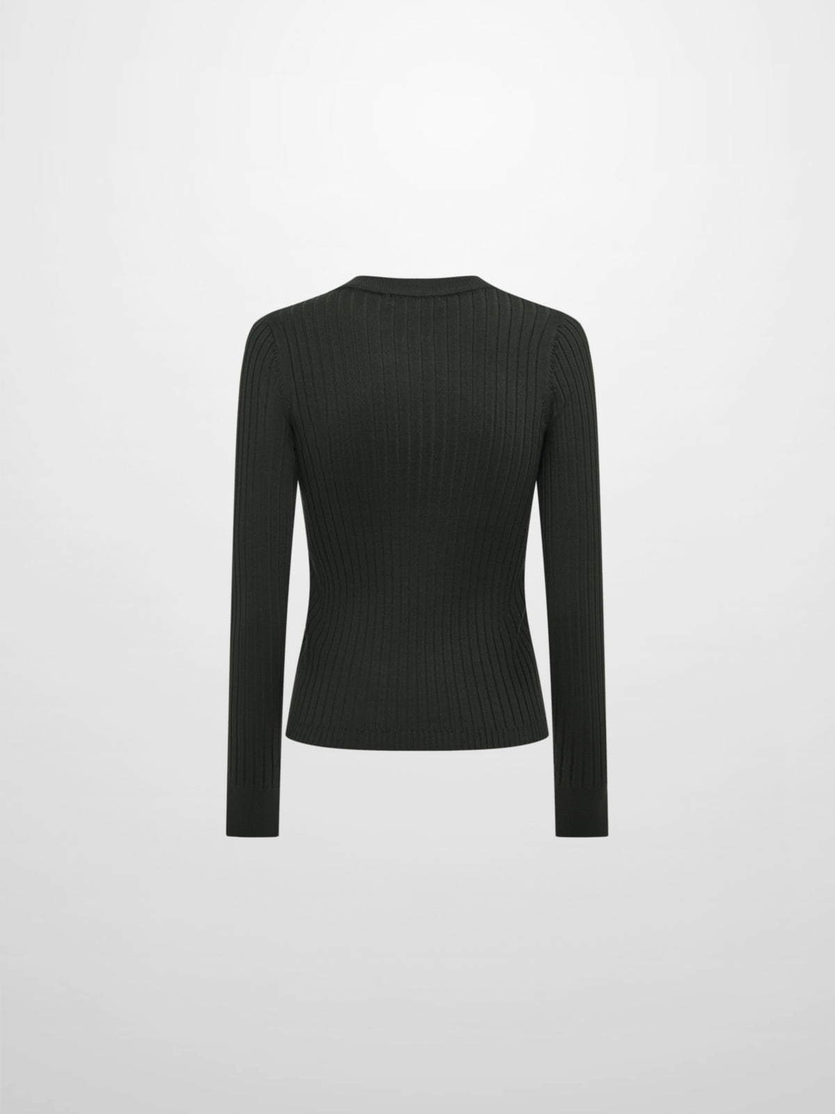 V Ribbed Sweater - Green
