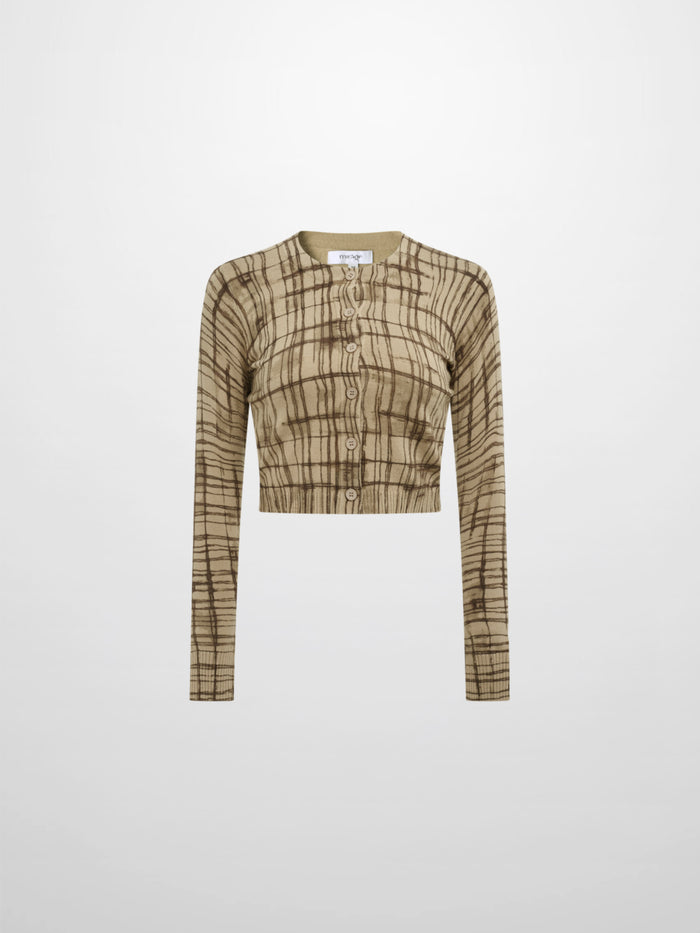 Printed Cardigan - Brown Sketch