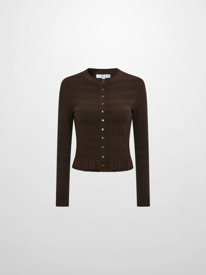 Peplum Cardigan - Brown