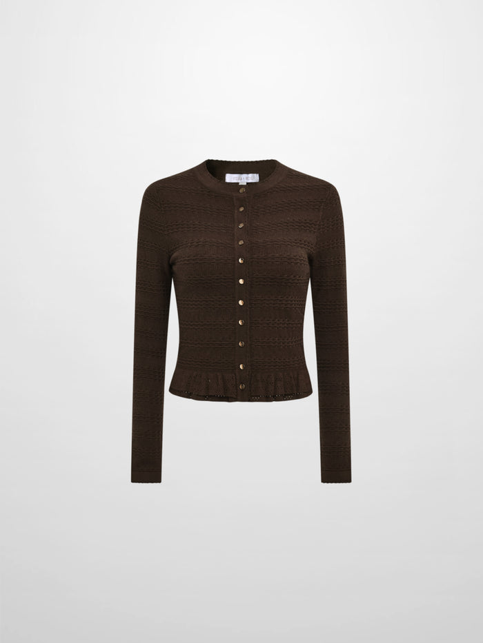 Peplum Cardigan - Brown