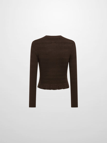 Peplum Cardigan - Brown