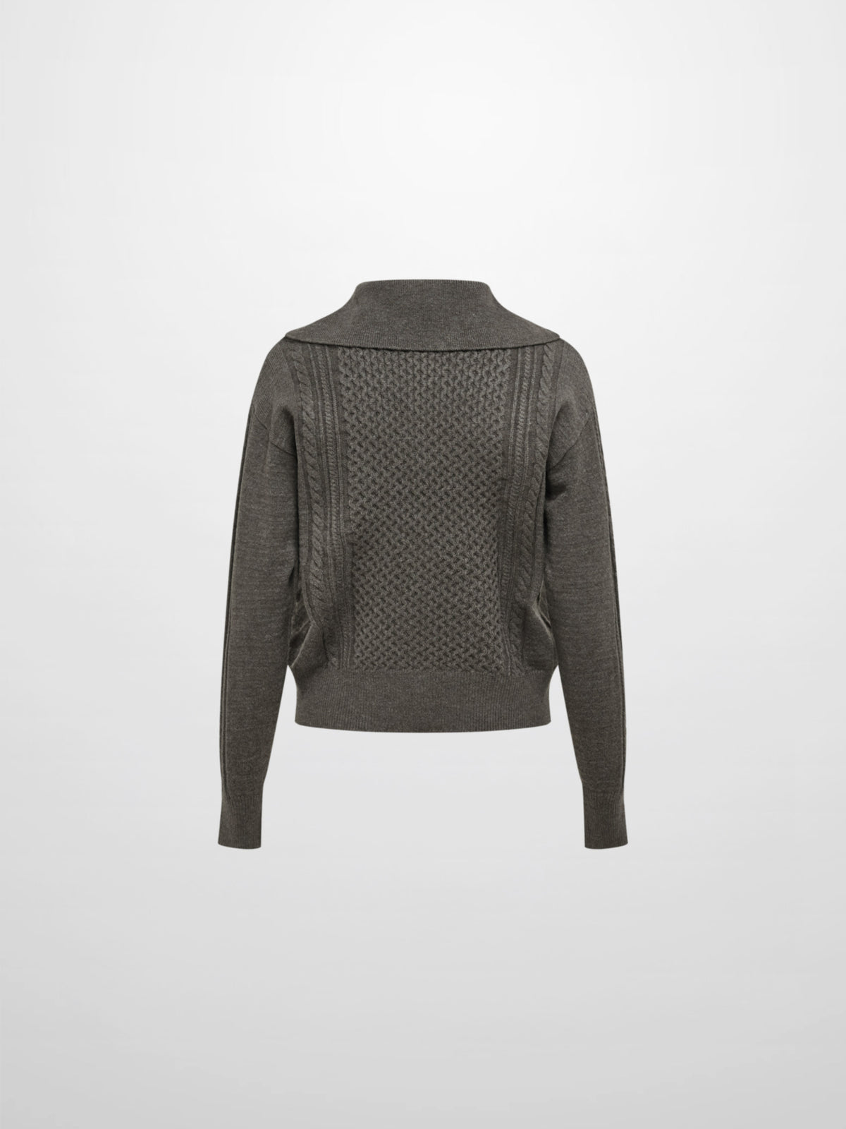 Half Zip Mixed Cable Sweater - Grey