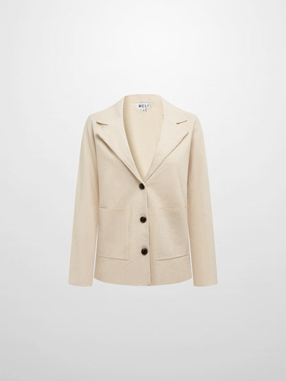 Knit Boxy Blazer - Cream