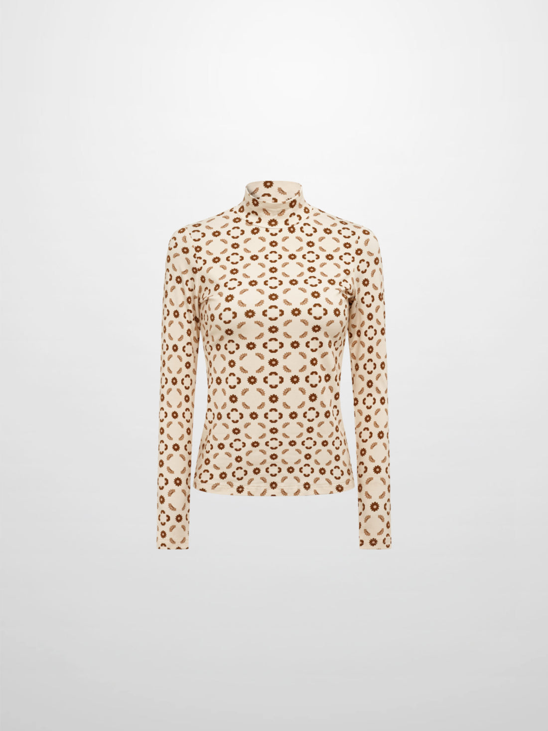 Printed Modal Turtleneck - Geo Floral