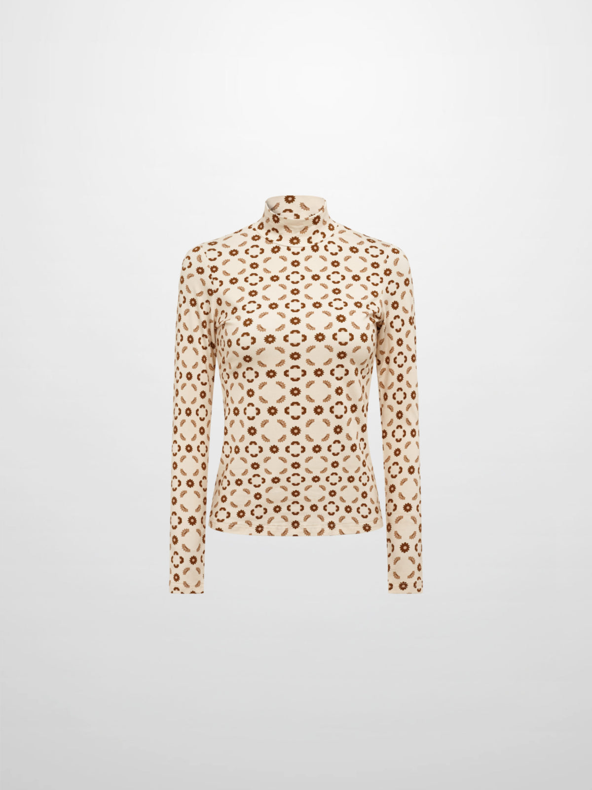 Printed Modal Turtleneck - Geo Floral