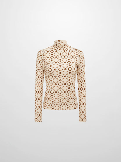 Printed Modal Turtleneck - Geo Floral