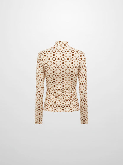 Printed Modal Turtleneck - Geo Floral