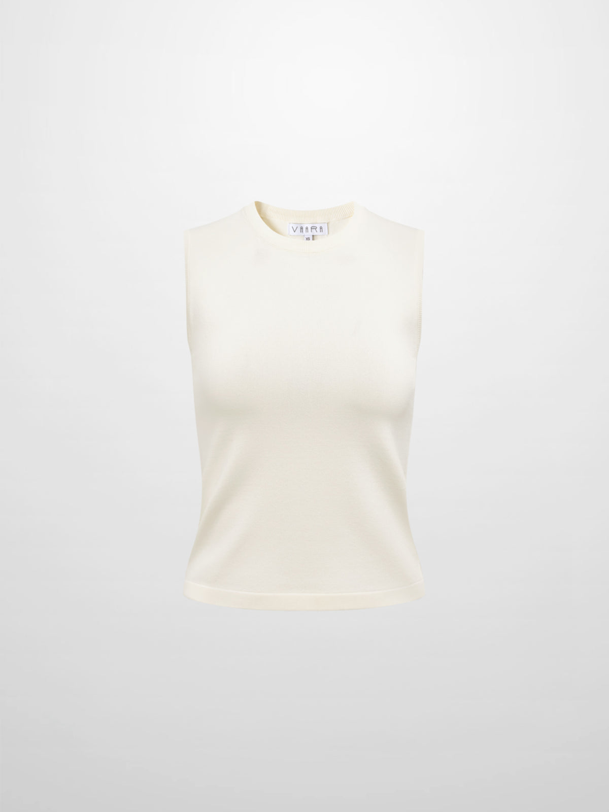 Sleeveless Crew Neck Silk Knit Top - Cream