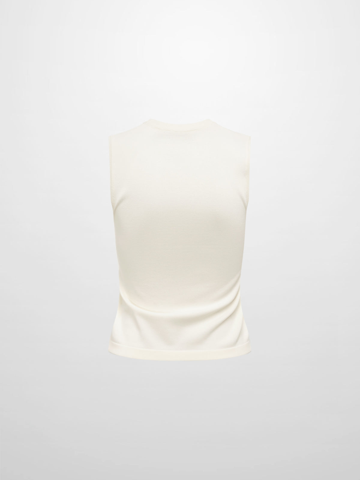 Sleeveless Crew Neck Silk Knit Top - Cream