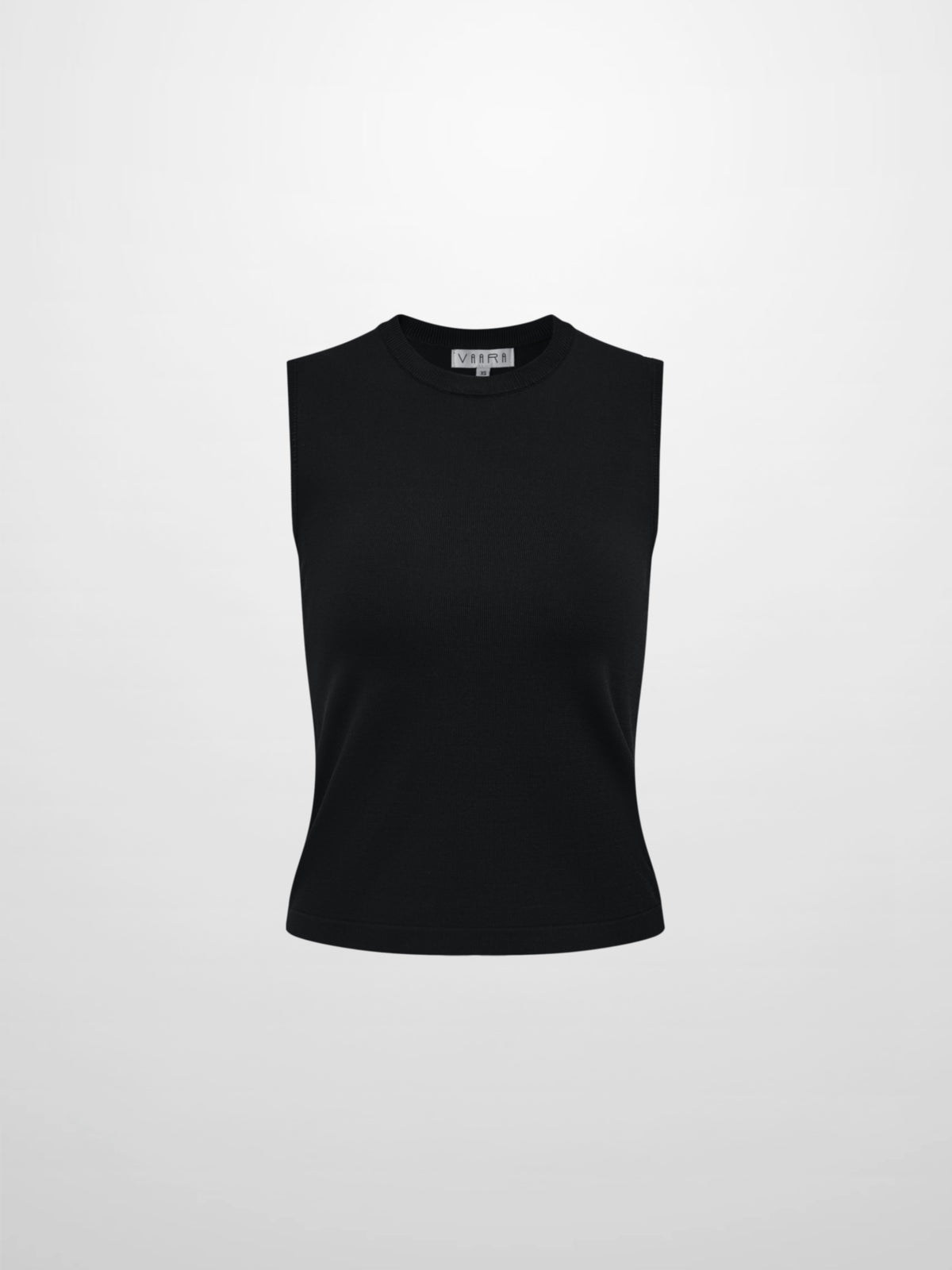 Sleeveless Crew Neck Silk Knit Top - Black