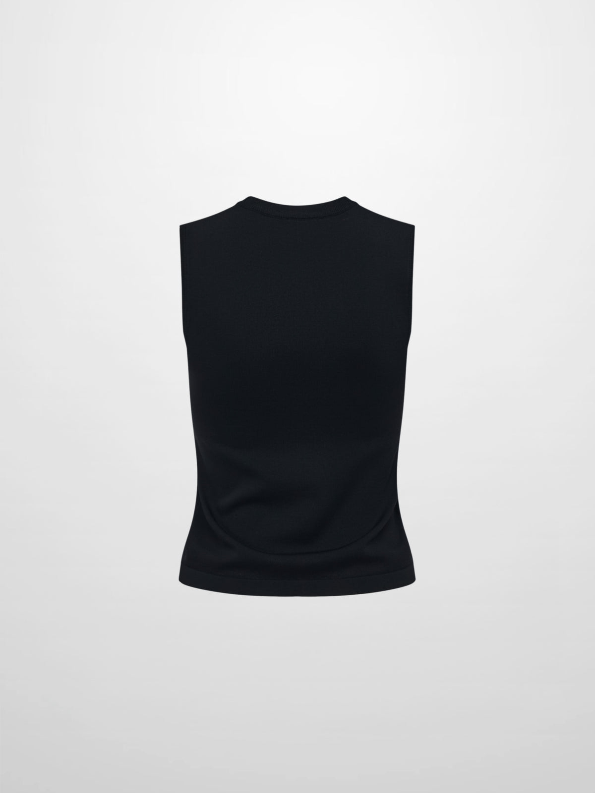 Sleeveless Crew Neck Silk Knit Top - Black
