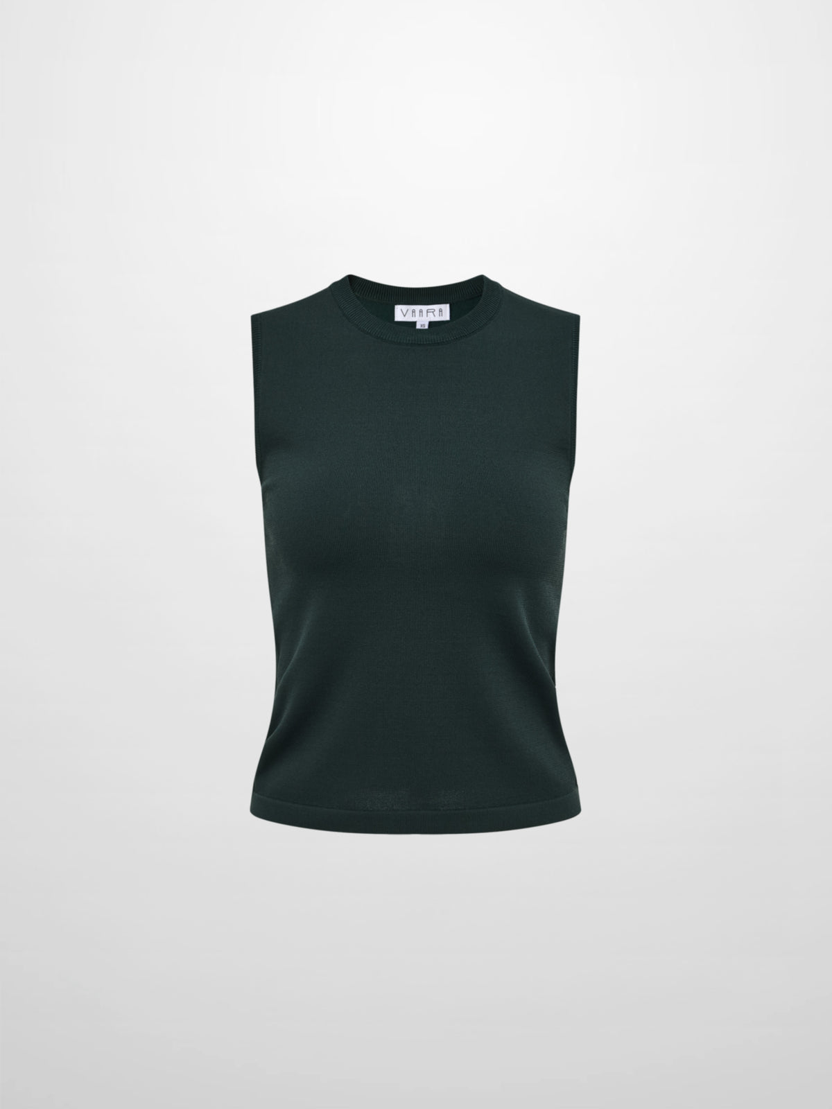 Sleeveless Crew Neck Silk Knit Top - Emerald Green