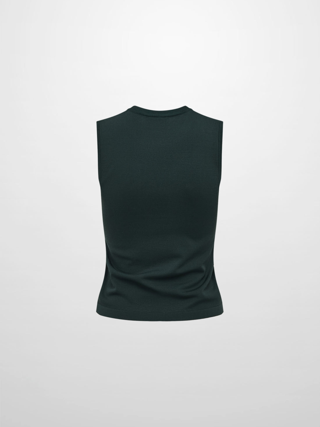 Sleeveless Crew Neck Silk Knit Top - Emerald Green